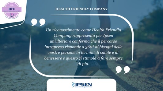 Ipsen S.p.A. si conferma una Health Friendly Company (HFC) secondo Fondazione Onda, Osservatorio nazionale sulla salute della donna e di genere